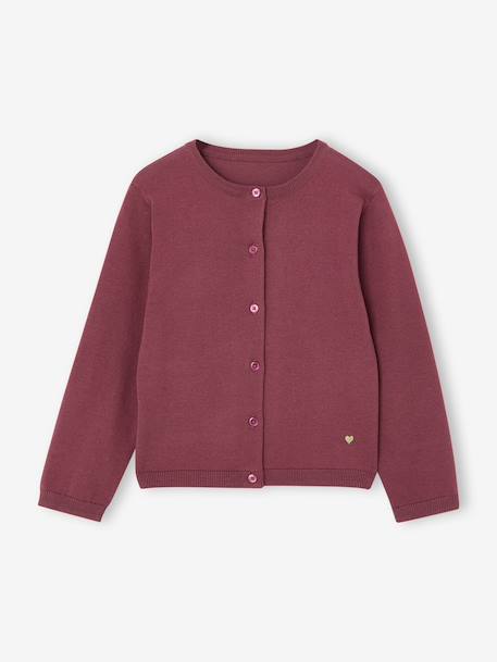 Fine Knit Basics Cardigan for Girls anthracite+dusky pink+emerald green+grey blue+marl beige+navy blue+plum+vanilla+yellow - vertbaudet enfant 