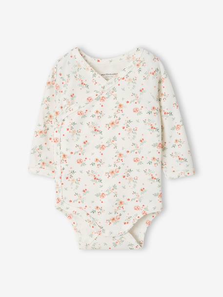 Lot de 2 bodies naissance manches longues cappuccino+rose pâle+vert sauge - vertbaudet enfant 