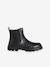 Girls' elasticated and zipped leather boots black+camel - vertbaudet enfant 