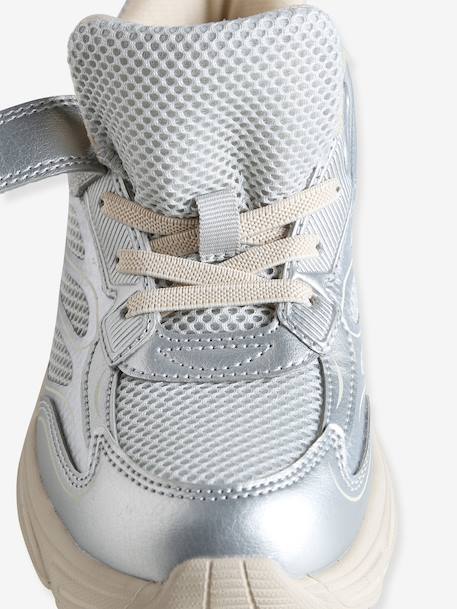 Touch-fastening textile trainers for girls silver - vertbaudet enfant 