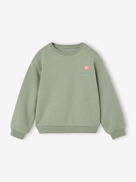 Sweat fille motif imprimé anthracite+corail+pivoine+sauge+vanille+violet+violine - vertbaudet enfant 