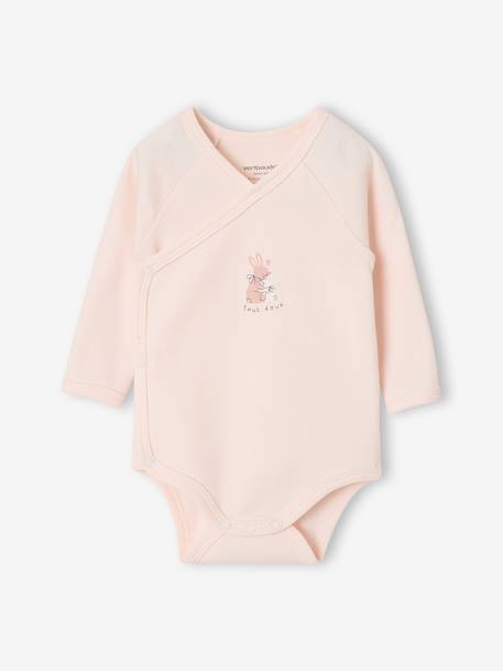 Lot de 2 bodies naissance manches longues cappuccino+rose pâle+vert sauge - vertbaudet enfant 