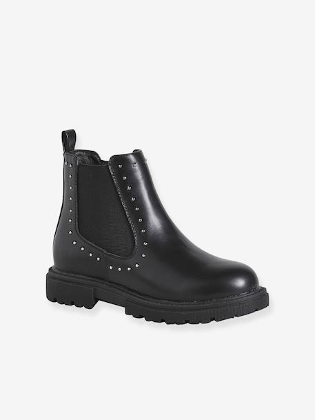 Zip-up synthetic ankle boots for girls black - vertbaudet enfant 
