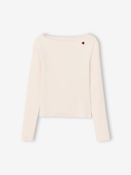 Lot de 2 t-shirts en côtes fille bordeaux+gris chiné - vertbaudet enfant 