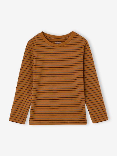 Pack of 3 long-sleeved T-shirts for boys caramel+lilac+rust+sage green - vertbaudet enfant 