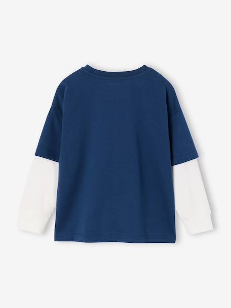 Long-sleeved T-shirt with layered look for boys navy blue - vertbaudet enfant 