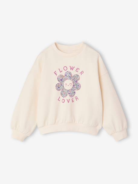 Ensemble fille sweat et pantalon écru - vertbaudet enfant 