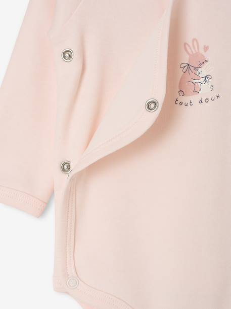 Lot de 2 bodies naissance manches longues cappuccino+rose pâle+vert sauge - vertbaudet enfant 