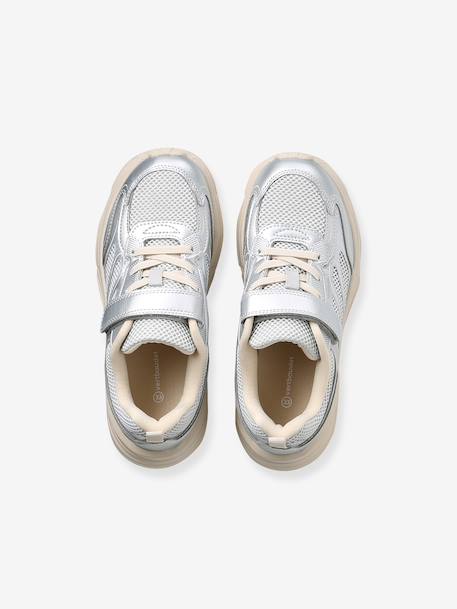Touch-fastening textile trainers for girls silver - vertbaudet enfant 