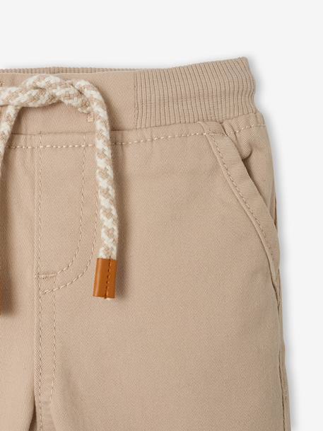Lined Twill Trousers for Baby Boys beige+Dark Blue+GREEN MEDIUM SOLID+pecan nut - vertbaudet enfant 