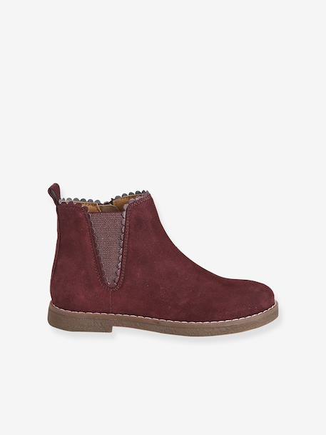 Boots enfant fille cuir élastiquées et zippées bordeaux+camel+marine+or - vertbaudet enfant 