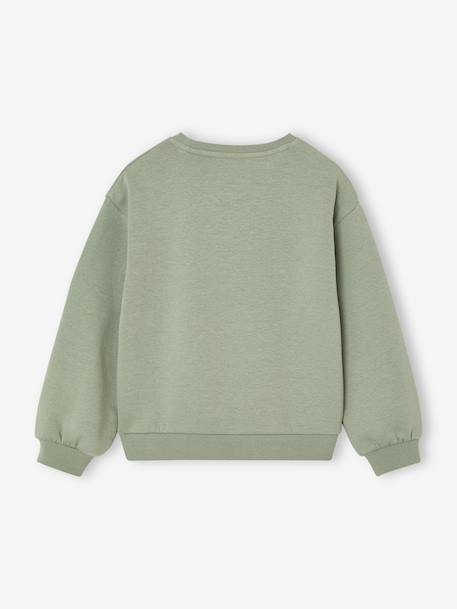 Basics Sweatshirt with Motif for Girls anthracite+coral+peony pink+purple clover+sage+vanilla+violet - vertbaudet enfant 