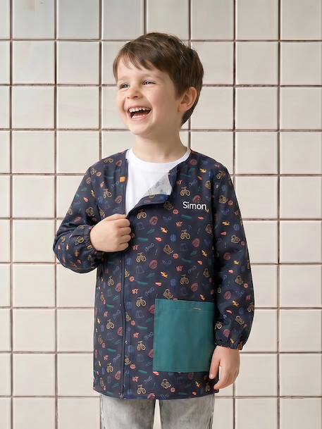 customisable zip-up smock for boys night blue - vertbaudet enfant 