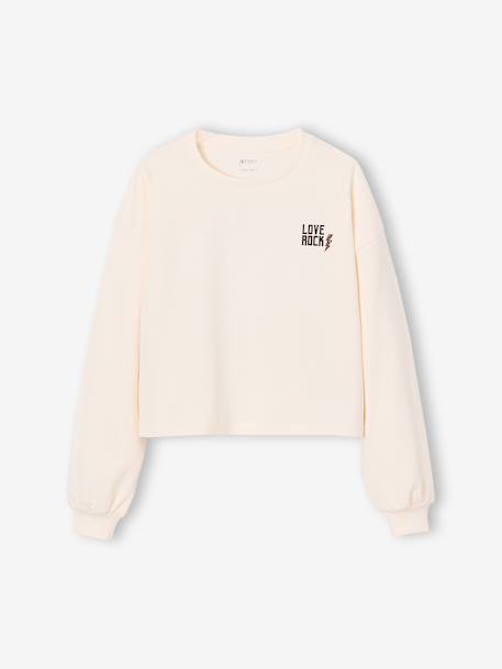 Cropped T-Shirt with Motif on the Back for Girls, JONEN ecru+vanilla - vertbaudet enfant 