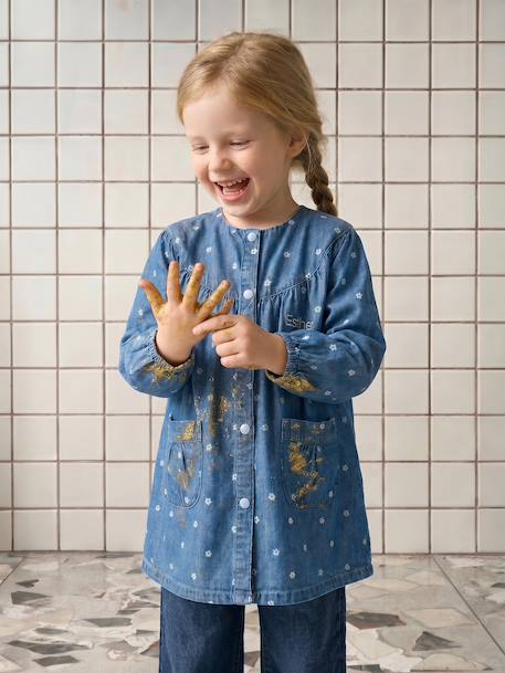 Customisable smock for girls denim blue - vertbaudet enfant 