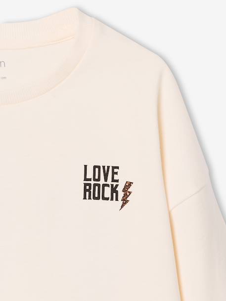 Cropped T-Shirt with Motif on the Back for Girls, JONEN ecru+vanilla - vertbaudet enfant 