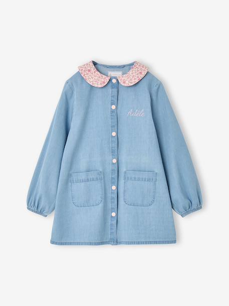 Customisable smock for girls denim blue - vertbaudet enfant 