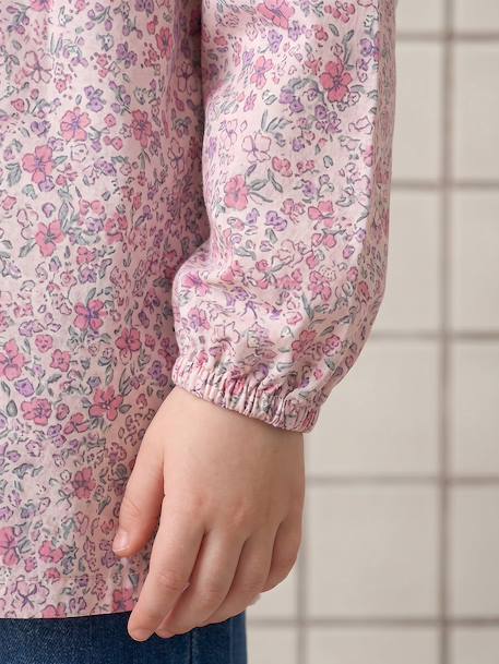 customisable buttoned school apron for girls candy pink - vertbaudet enfant 