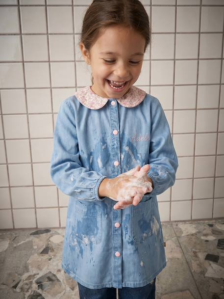 customisable apron for girls denim blue - vertbaudet enfant 