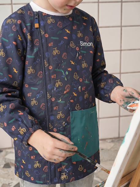 customisable zip-up smock for boys night blue - vertbaudet enfant 