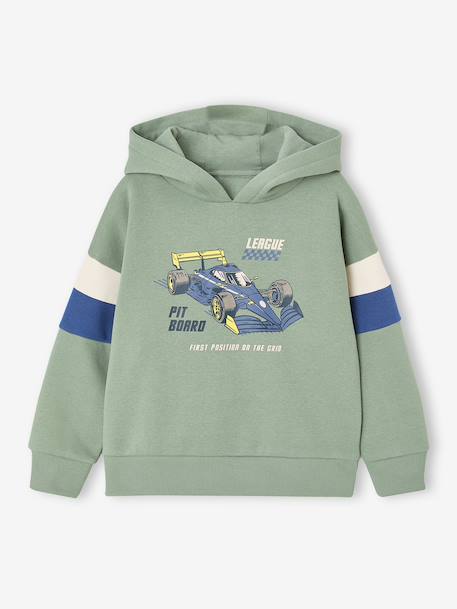 Hooded Sweatshirt with Print lichen+navy blue+pecan nut+sage green+white - vertbaudet enfant 