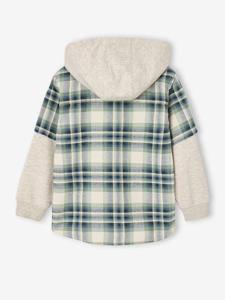 2-in-1 Two Fabric Shirt for Boys chequered green+chequered white - vertbaudet enfant 
