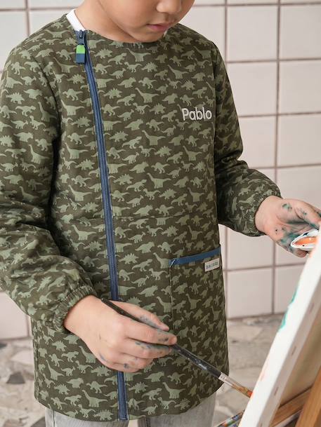 Side-zip school smock for boys khaki - vertbaudet enfant 