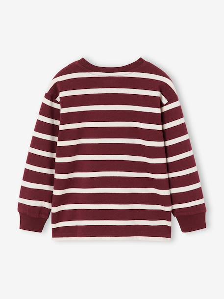 Striped Long-Sleeved T-Shirt for Boys bordeaux red+ecru+night blue - vertbaudet enfant 