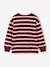 Striped Long-Sleeved T-Shirt for Boys bordeaux red+ecru+night blue - vertbaudet enfant 