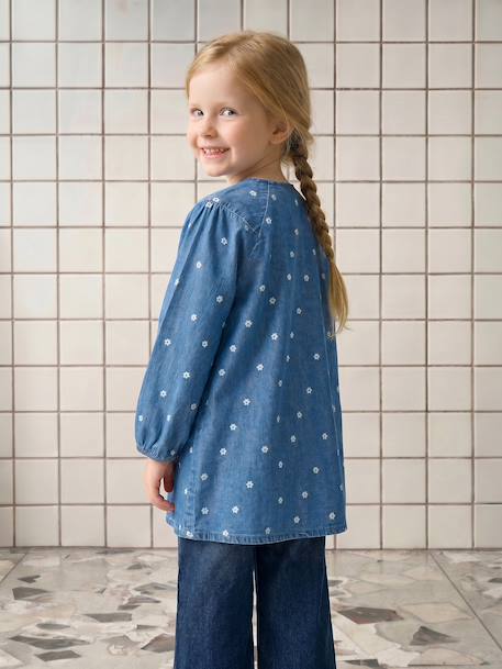 Customisable smock for girls denim blue - vertbaudet enfant 
