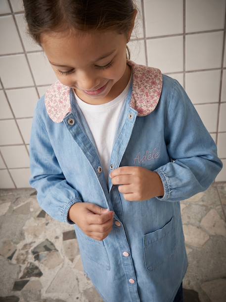 Customisable smock for girls denim blue - vertbaudet enfant 