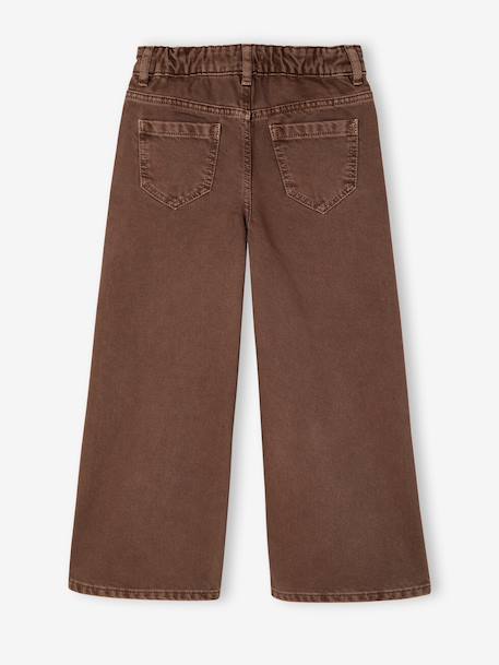 Wide-leg trousers in girls' colours chocolate+green+grey blue+mustard+plum+rose - vertbaudet enfant 