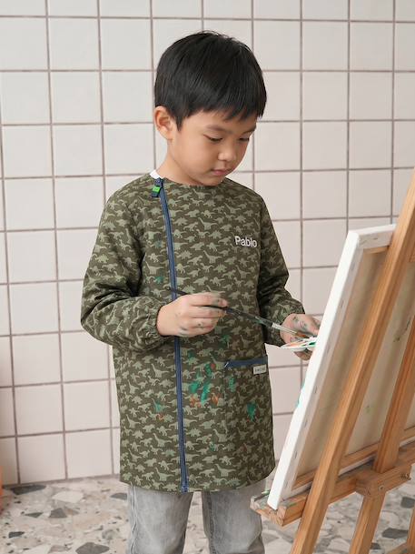 Side-zip school apron for boys khaki - vertbaudet enfant 