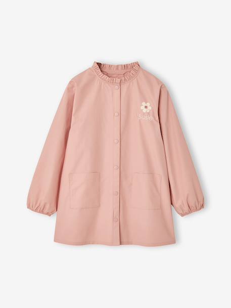customisable snap-fastening school apron for girls rosy - vertbaudet enfant 