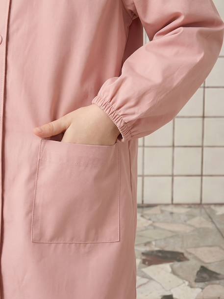 customisable snap-fastening school apron for girls rosy - vertbaudet enfant 