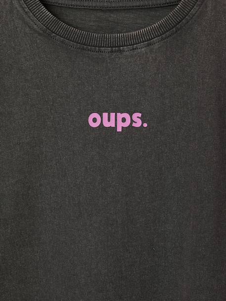 Long-sleeved T-shirt for girls anthracite+ecru+old rose - vertbaudet enfant 