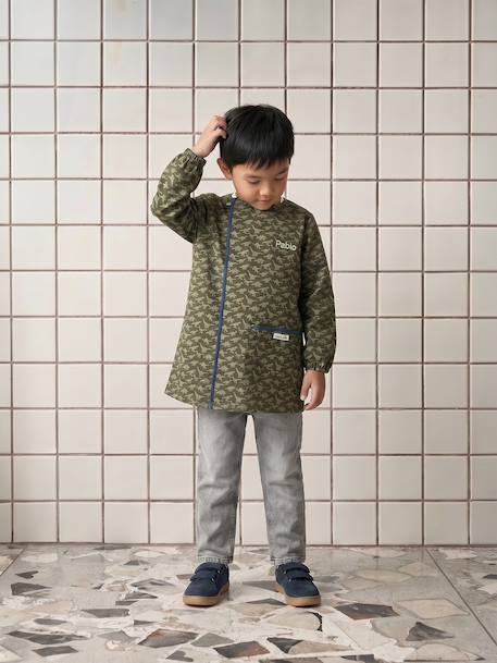 Side-zip school smock for boys khaki - vertbaudet enfant 