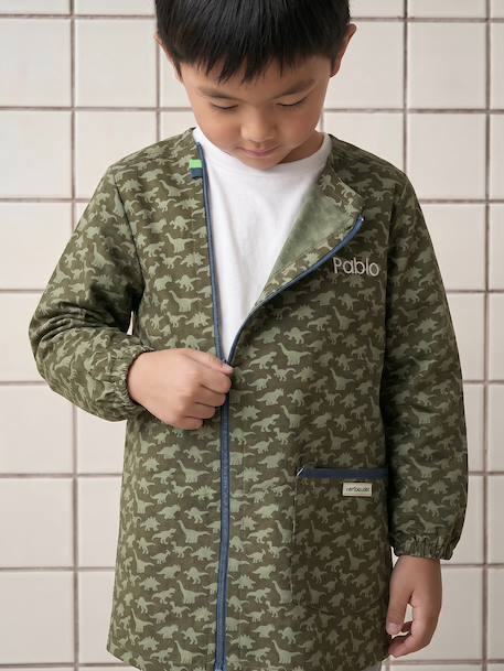 Side-zip school smock for boys khaki - vertbaudet enfant 