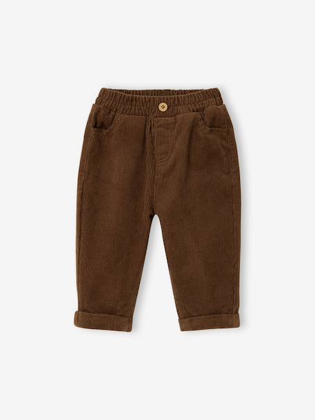 Corduroy Trousers for Babies brown+caramel+grey blue+lichen - vertbaudet enfant 