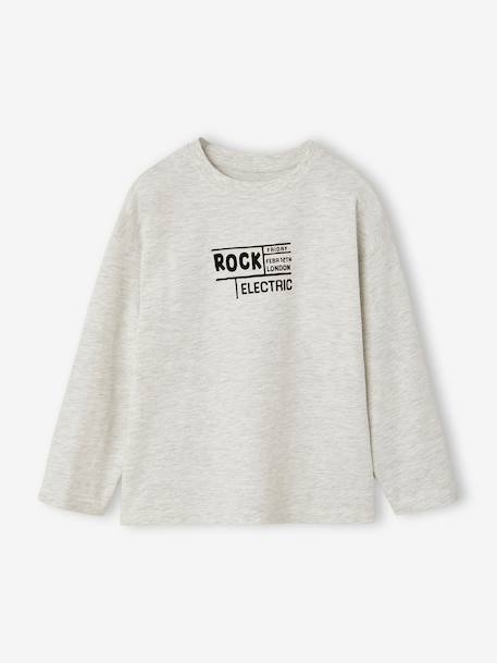 T-shirt manches longues garçon blanc chiné - vertbaudet enfant 