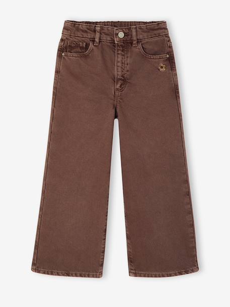 Pantalon fille large couleur bleu grisé+chocolat+moutarde+prune+rose+vert - vertbaudet enfant 