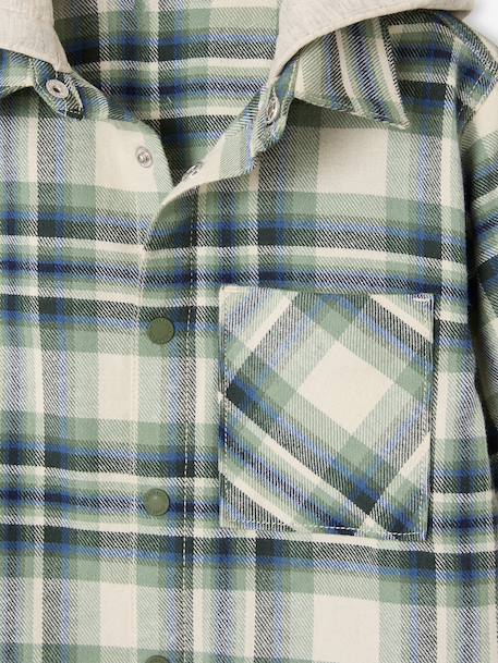 Chemise double matière effet 2 en 1 garçon carreaux blanc+carreaux vert - vertbaudet enfant 