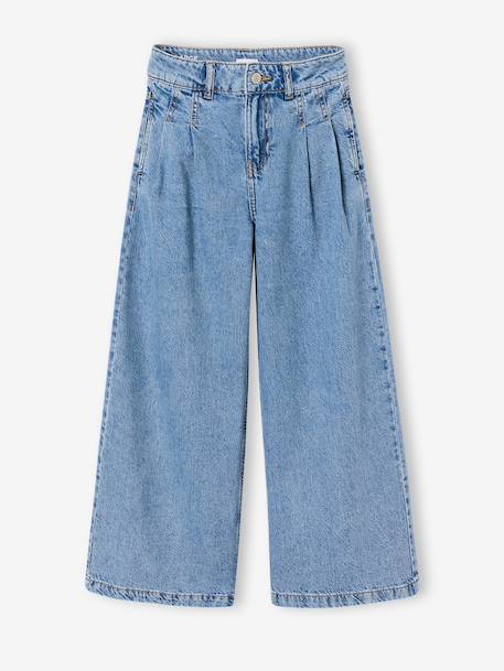 Wide-leg jeans for girls denim grey+medium blue - vertbaudet enfant 