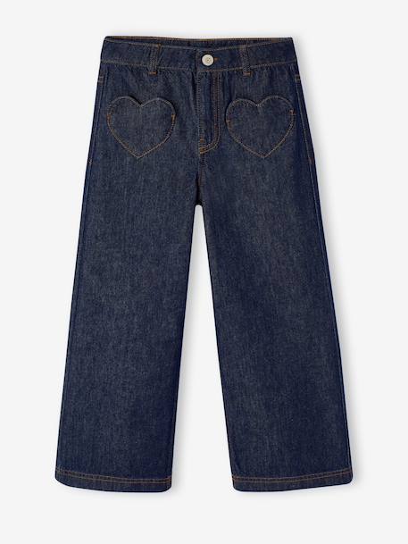 Wide-leg jeans for girls brut denim+medium blue - vertbaudet enfant 