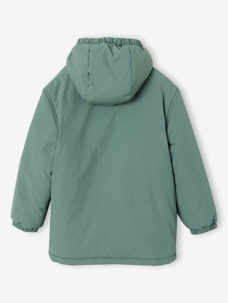 Parka garçon à capuche doublure sherpa kaki+noir+vert sauge - vertbaudet enfant 