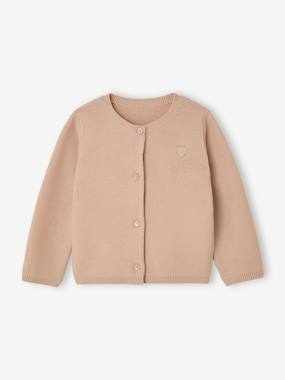 -Cardigan with Golden Embroidered Heart, for Babies
