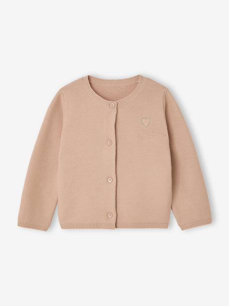 Cardigan with Golden Embroidered Heart, for Babies beige - vertbaudet enfant 