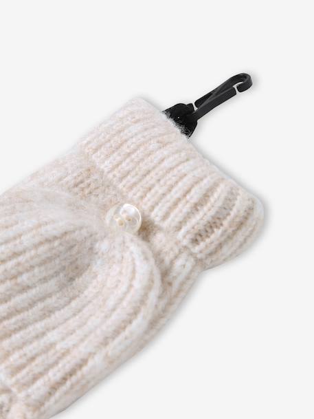 Ensemble fille bonnet, snood, moufles/mitaines avec badge coeur écru+marine+rose poudré - vertbaudet enfant 