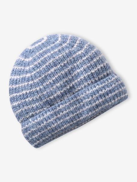 Baby boys hat, snood and mittens set ocean blue+taupe - vertbaudet enfant 