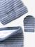 Baby boys hat, snood and mittens set ocean blue+taupe - vertbaudet enfant 